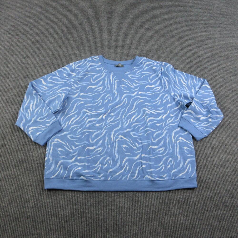 Style&Co. Sweatshirt Pullover Womens 3X Blue Animal Print Fleece Crewneck NWT